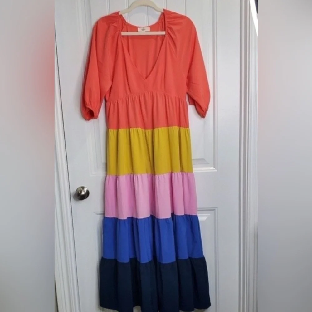 Entro Color Blocked Maxi Dress. Sz Small - Picture 1 of 3